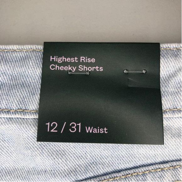 Wild Fable NWT Highest Rise Cheeky Light Wash Distressed Shorts Size 12/31 waist - Picture 8 of 12